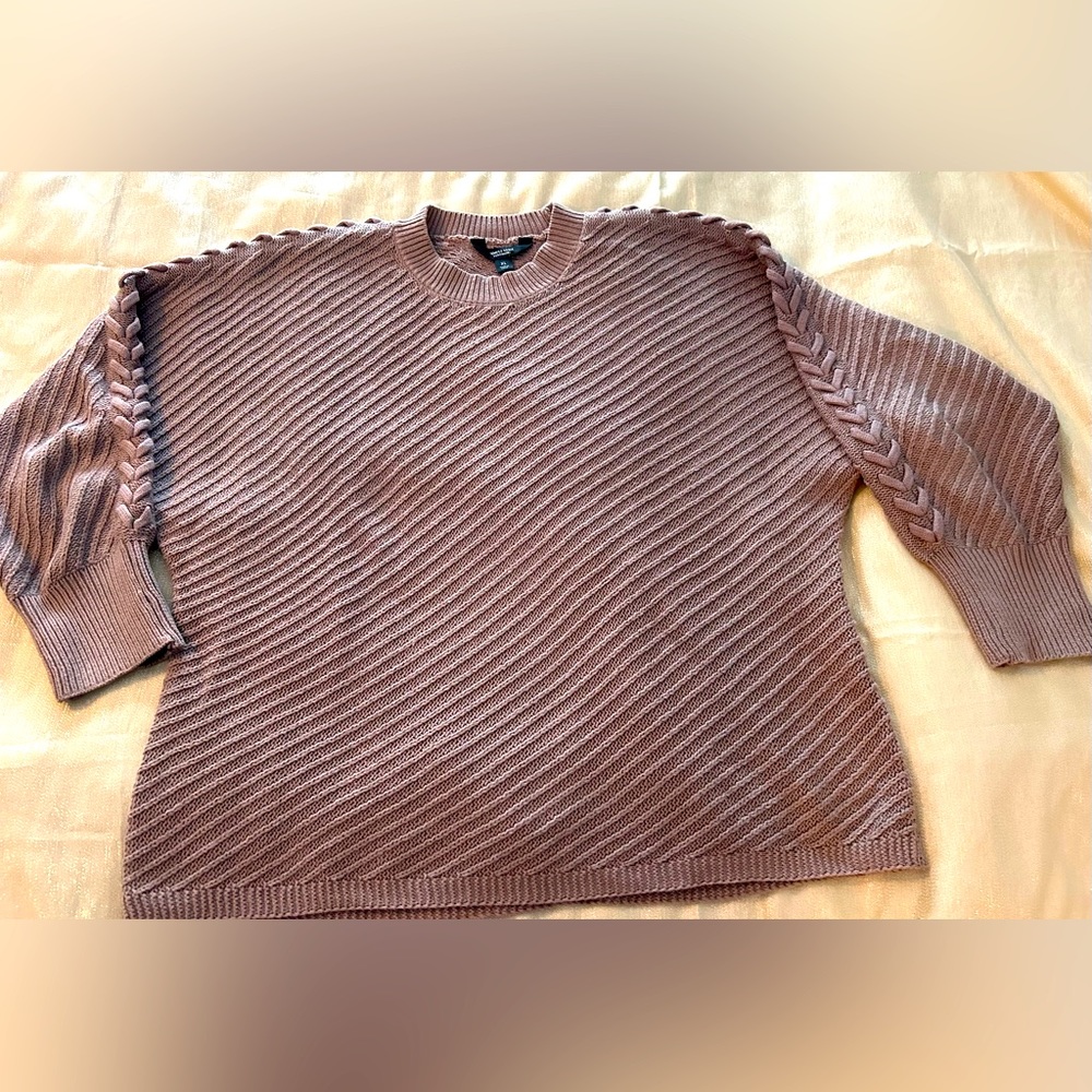 Simply Vera by VeraWang Braided Dolman Ribbed Knit purple sweater size XL